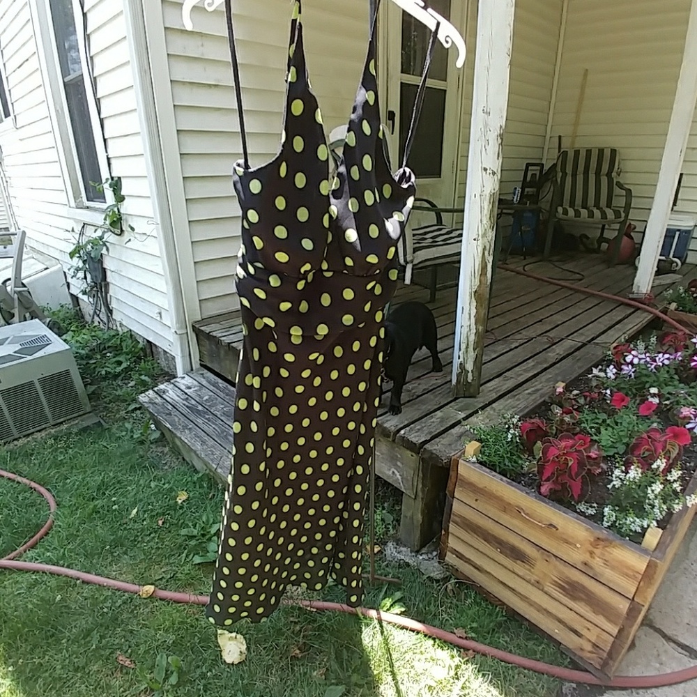 Black with green polka dots sundress size 14