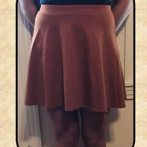 Forever 21 Rust Stretch-Knit Flared Skirt