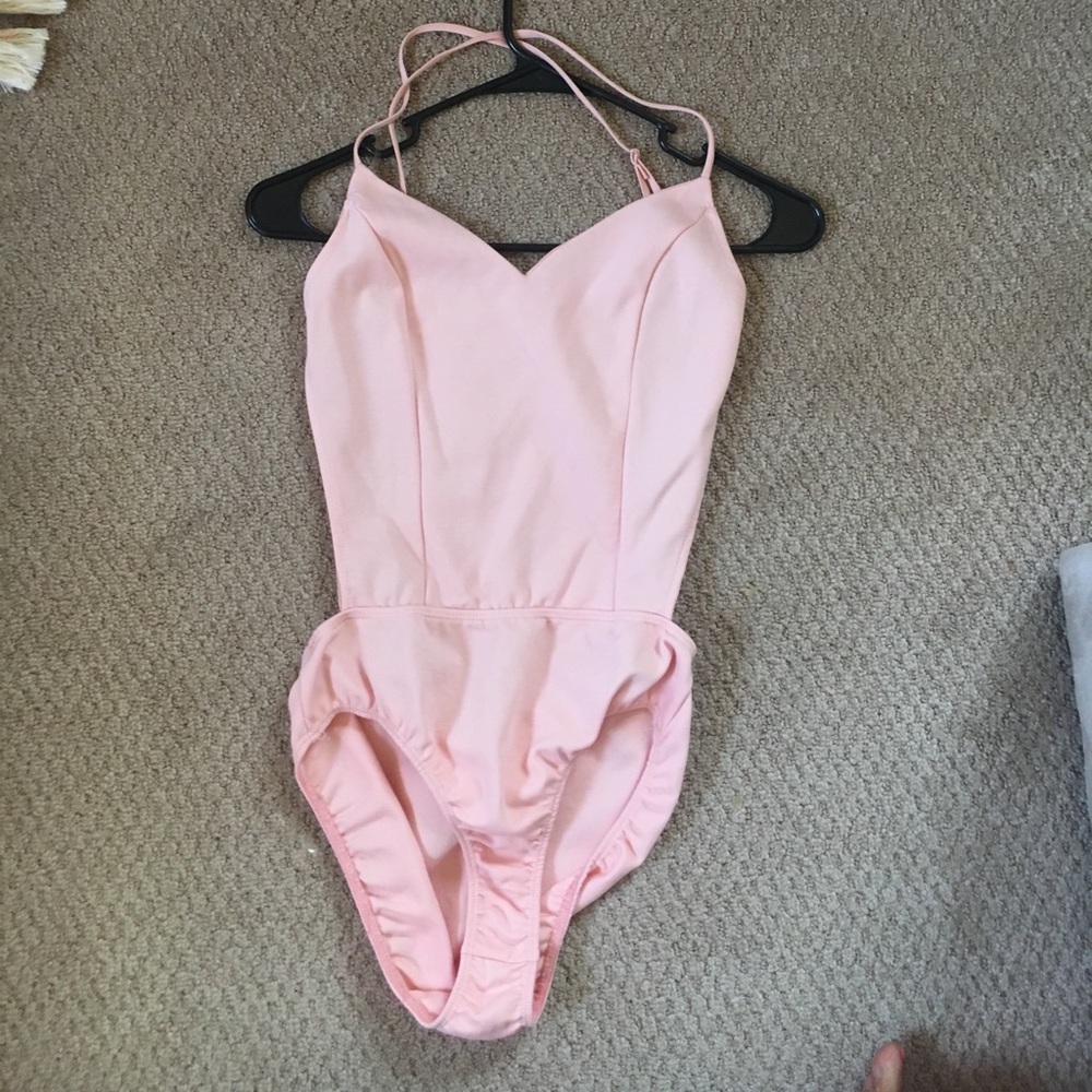Pink open back body suit