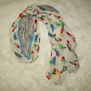 LOFT Watercolor Bird Scarf