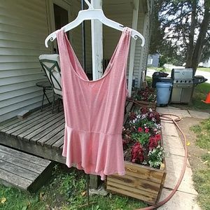 Tangerine and grey striped top