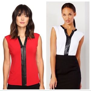 CALVIN KLEIN Faux Leather Trim Top♥️♥️