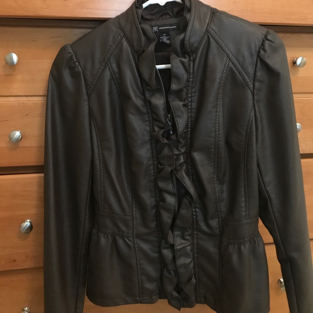 I-N-C brown vegan leather jacket XS