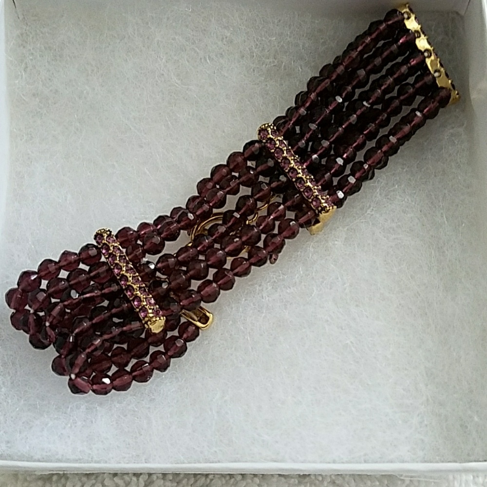 Bracelet with deep purple glass beads