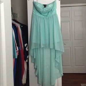 Mint green hi low lace dress