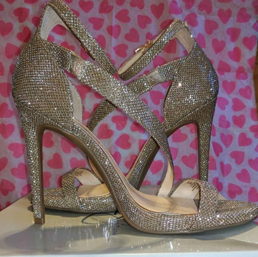Jessica Simpson Prom Gold Sparkly Heels