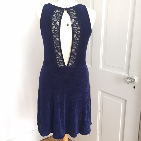 🍁NWOT Free People navy dress lace detail - Picture 4 of 5