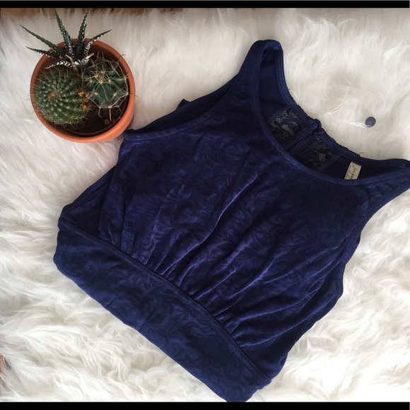 🍁NWOT Free People navy dress lace detail - Picture 2 of 5