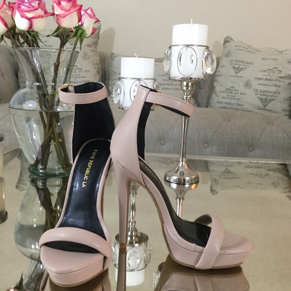 Nude strappy heels