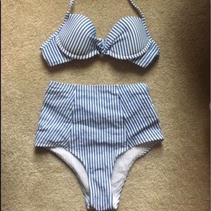 ASOS Seersucker Bikini High Waisted Bathing Suit