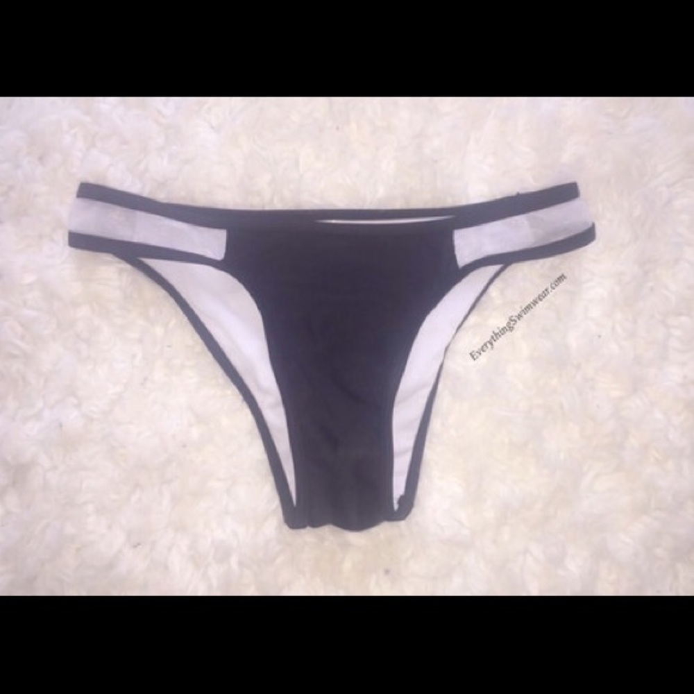 Black Bikini bottoms w/ white mesh on the sides