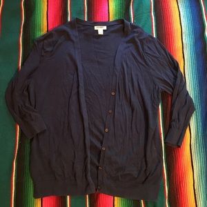 Navy Blue Quarter Sleeve Cardigan