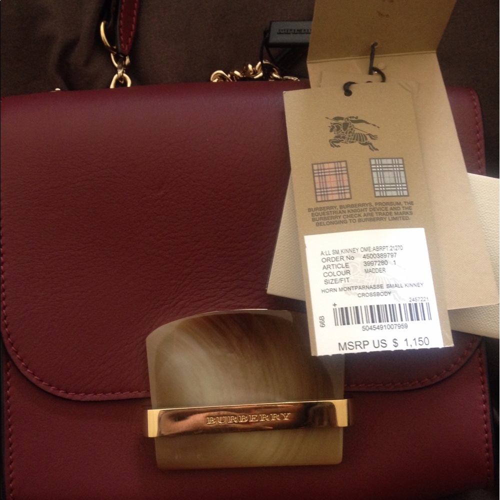 My maroon Burberry handbag