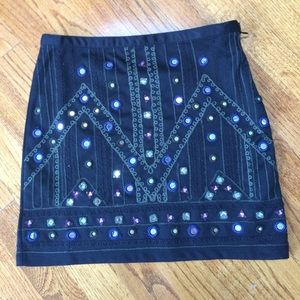 Black mini skirt with mirror detail