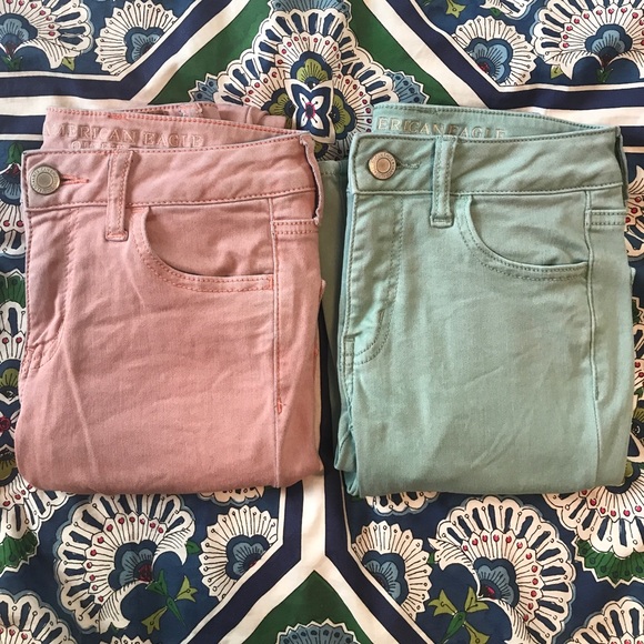 American Eagle Outfitters Pants - Jean bundle. American Eagle. (Mint green and pink)