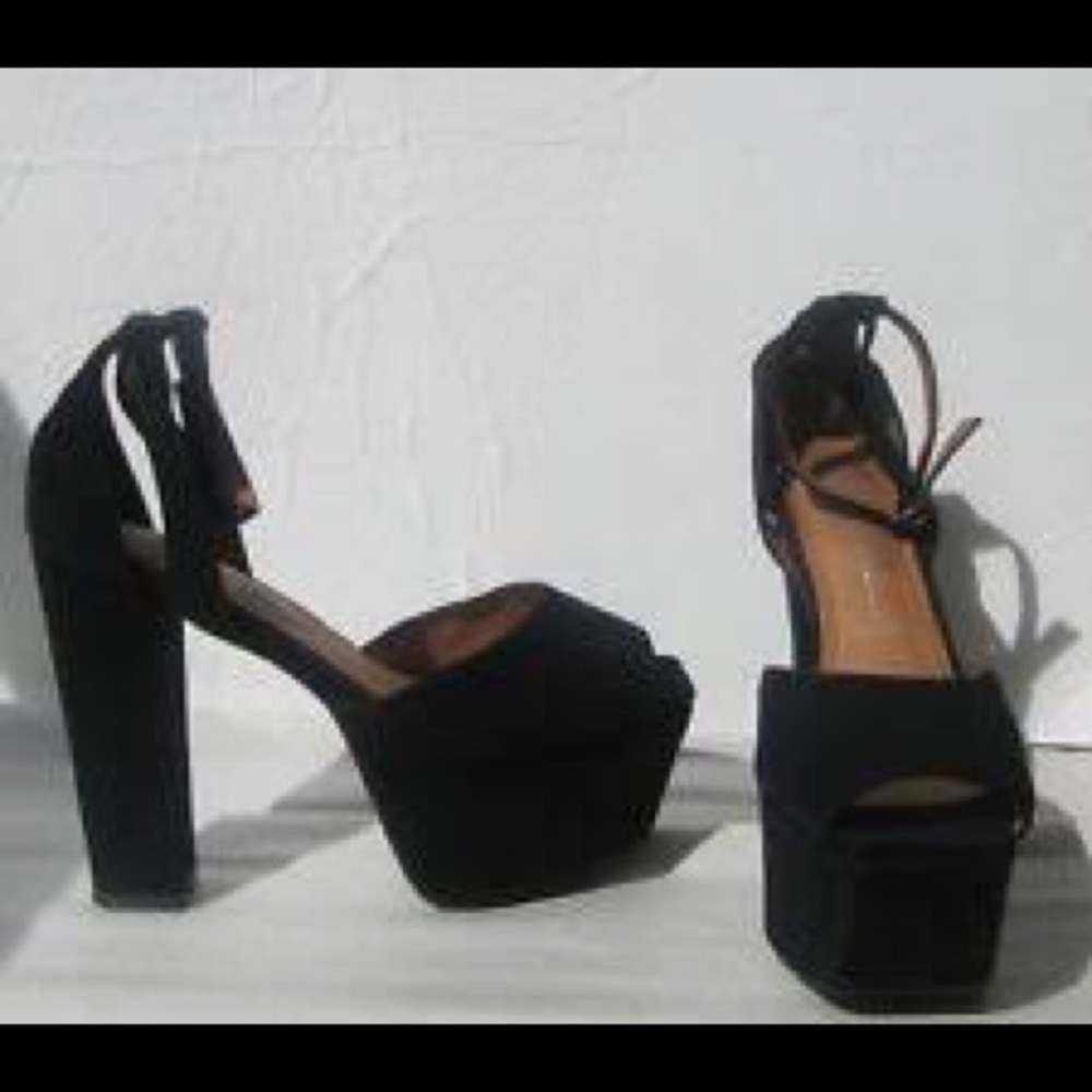 Jeffery Campbell platform peep toe heels in suede
