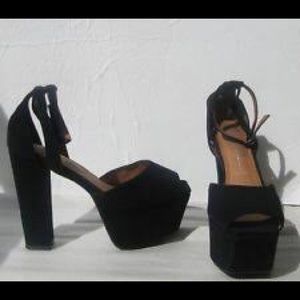 Jeffery Campbell platform peep toe heels in suede