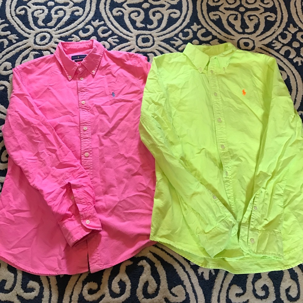 Three Woman's Ralph Lauren neon button up shirts