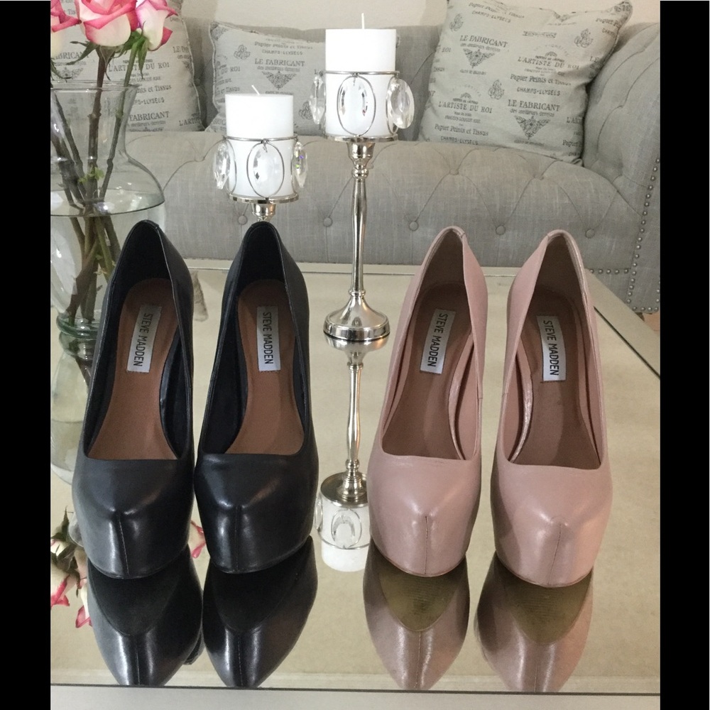 Steve Madden platform heels in nude.