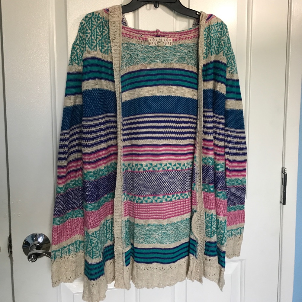 Pink republic cardigan with hood