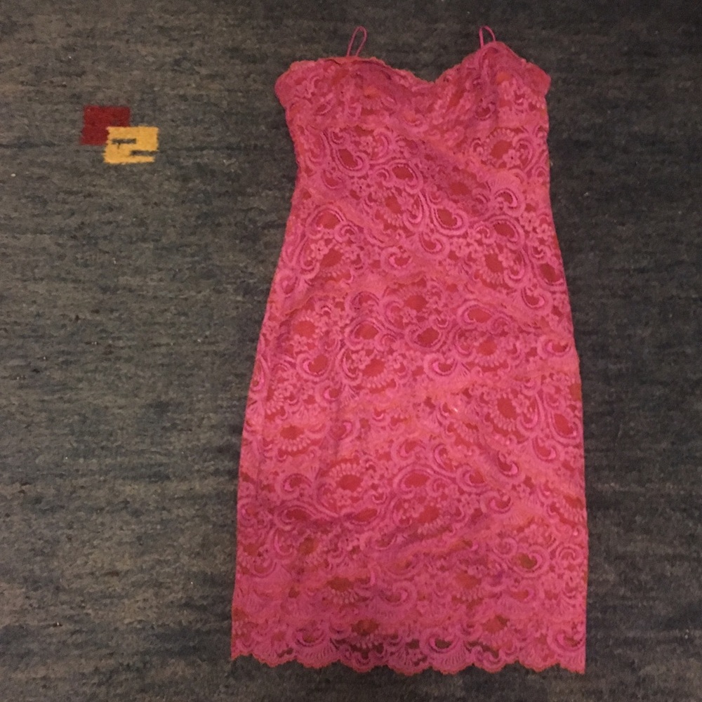 hot pink lace NICOLE MILLER dress