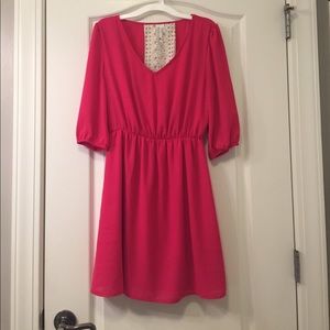 Pink dress with v cut neckline