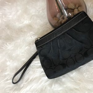 Coach Signature Sateen Pleated Wristlet