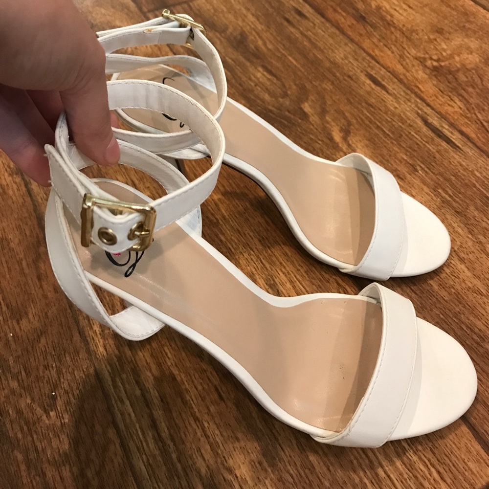 White Ankle Strap Heels