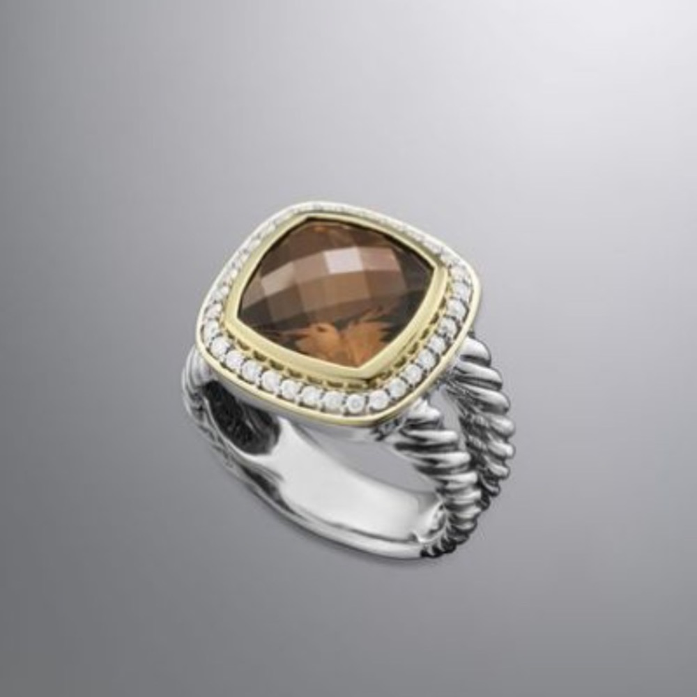 Authentic David Yurman faceted smokey quartz ring