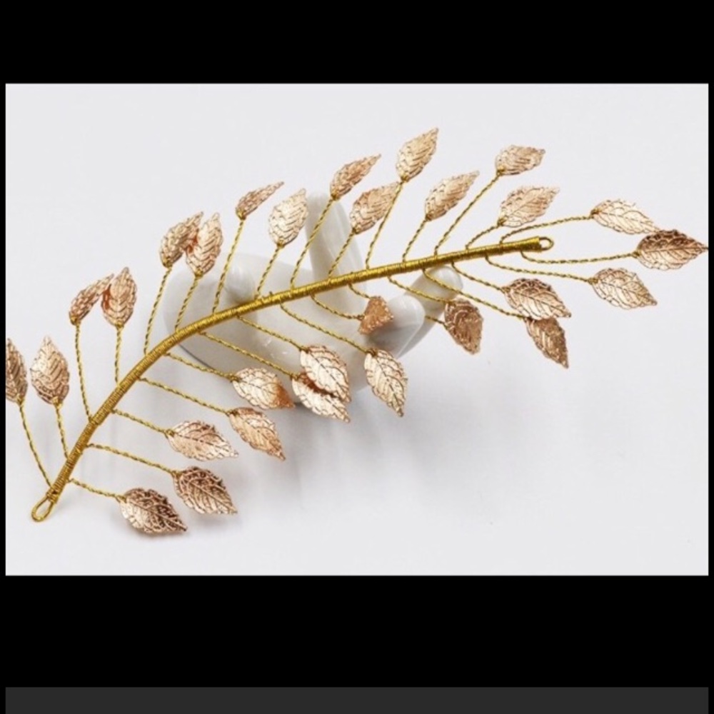 Handmade hair piece leaves gold