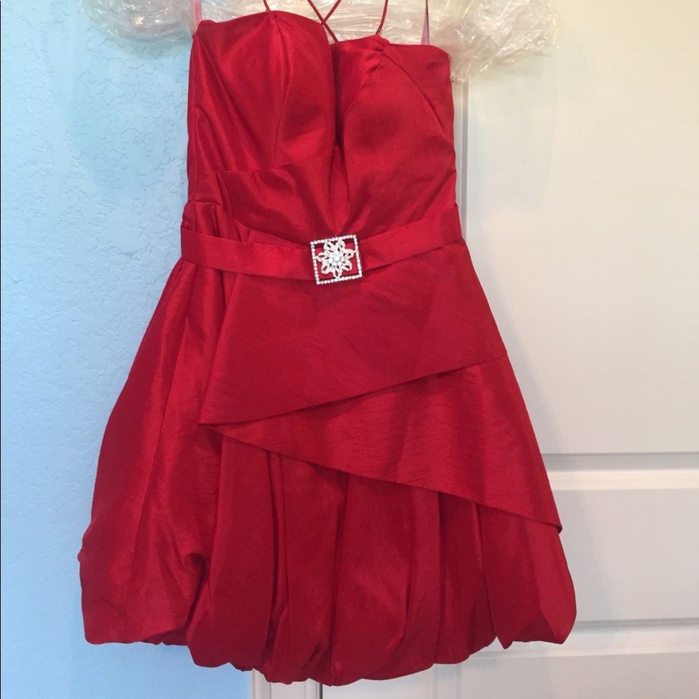 Blush prom dress red with belt