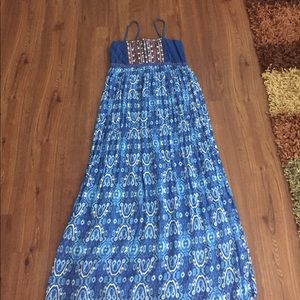 Blue boho maxi dress