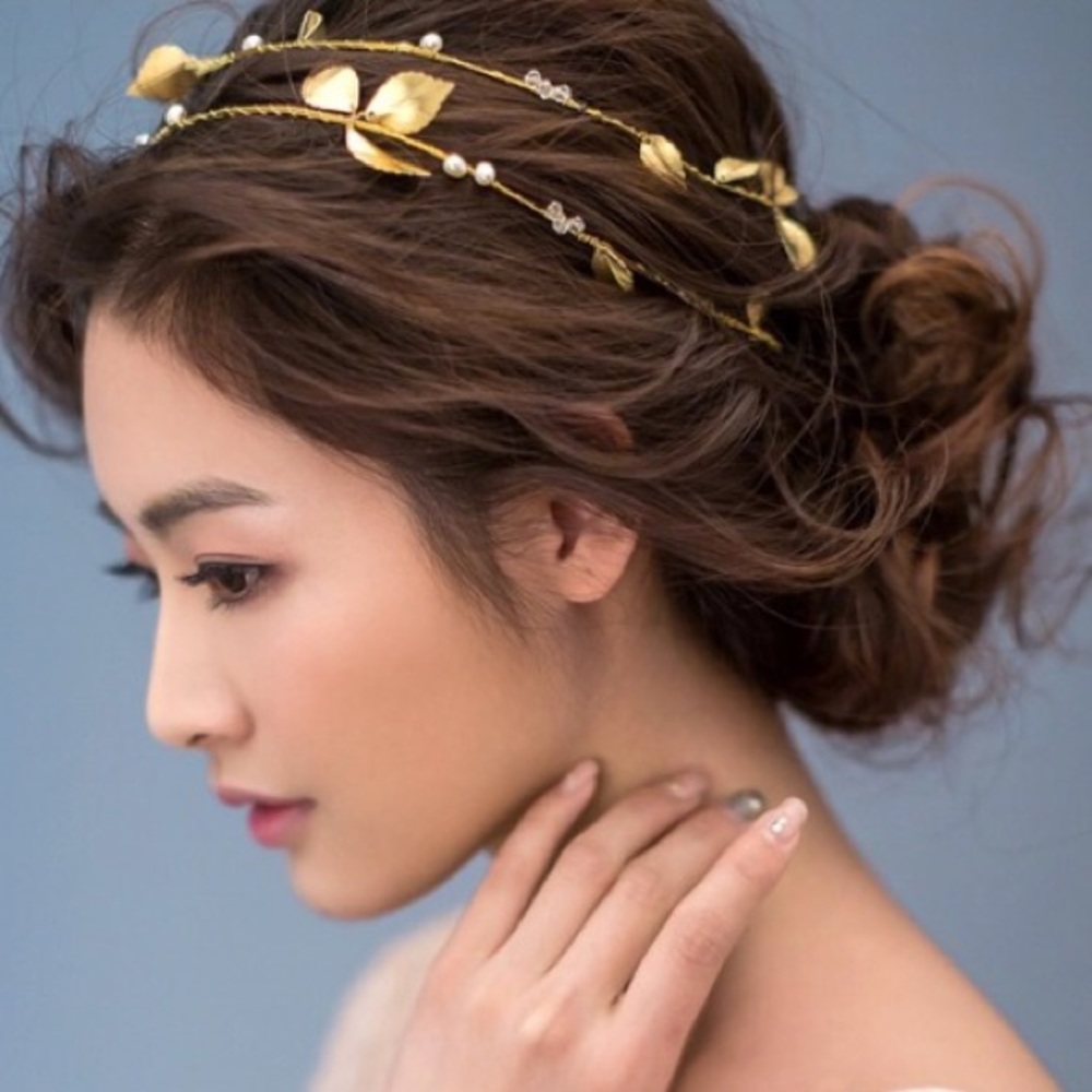 Handmade gold leaves headband