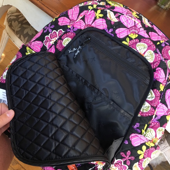 Vera Bradley Pirouette Pink Quilted Floral Fabric School  Pirouette pink laptop backpack