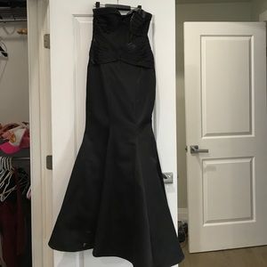 Floor length fit to flare satin gown