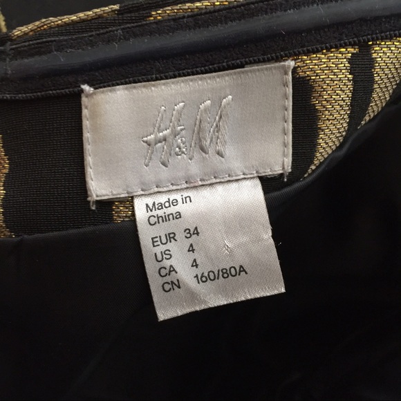 NWOT H&M STRAPLESS COCKTAIL DRESS GOLD AND BLACK - Picture 7 of 7