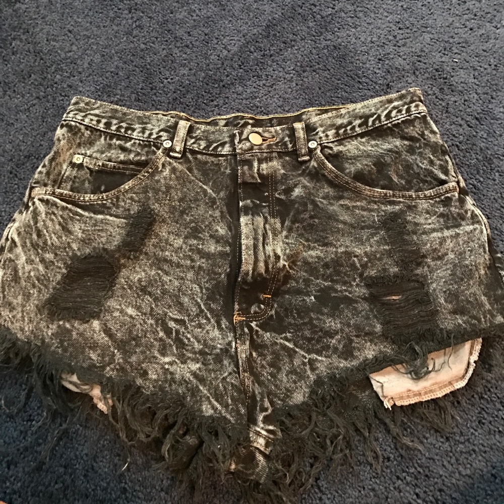 Acid wash jean shorts