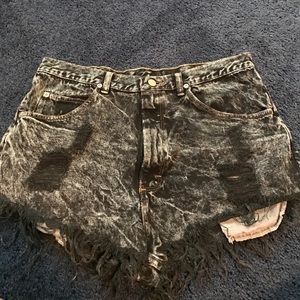 Acid wash jean shorts