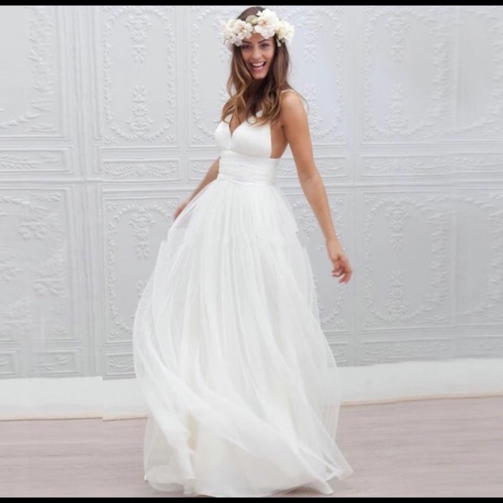 White gown wedding dress