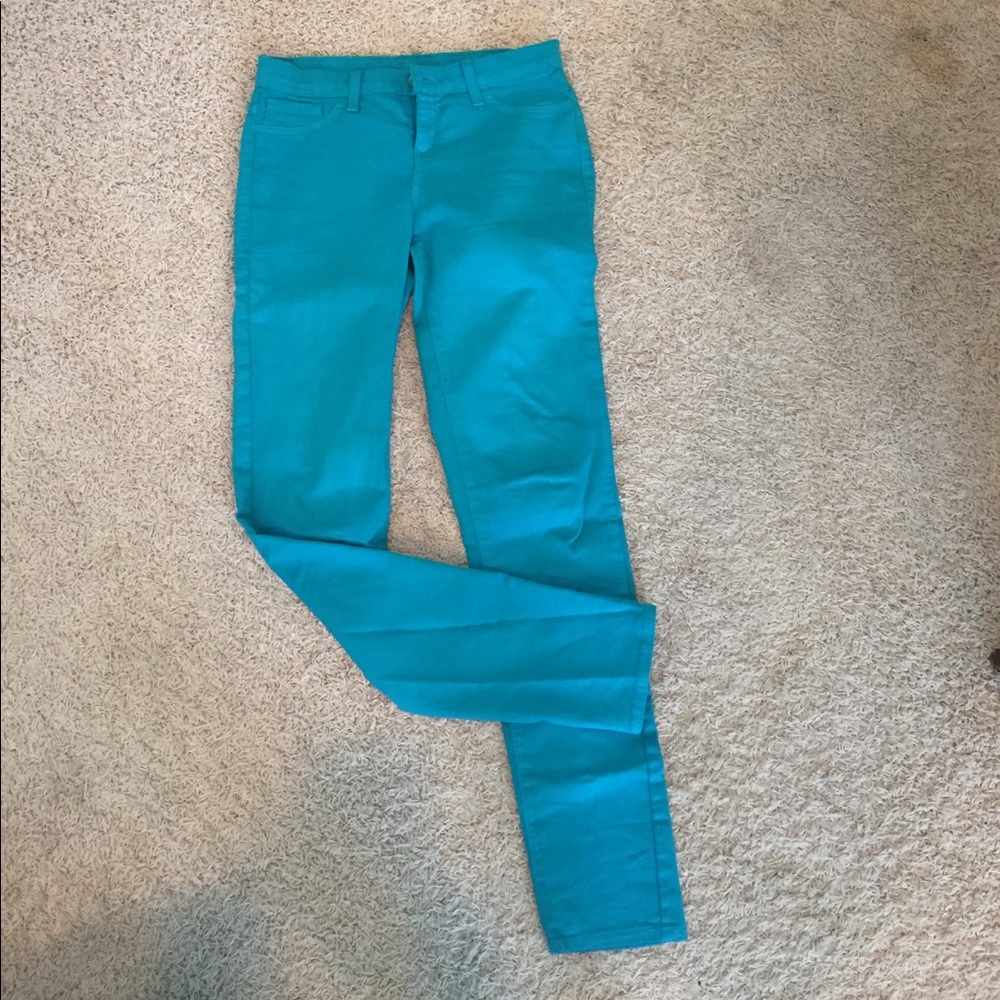 Teal skinny pants