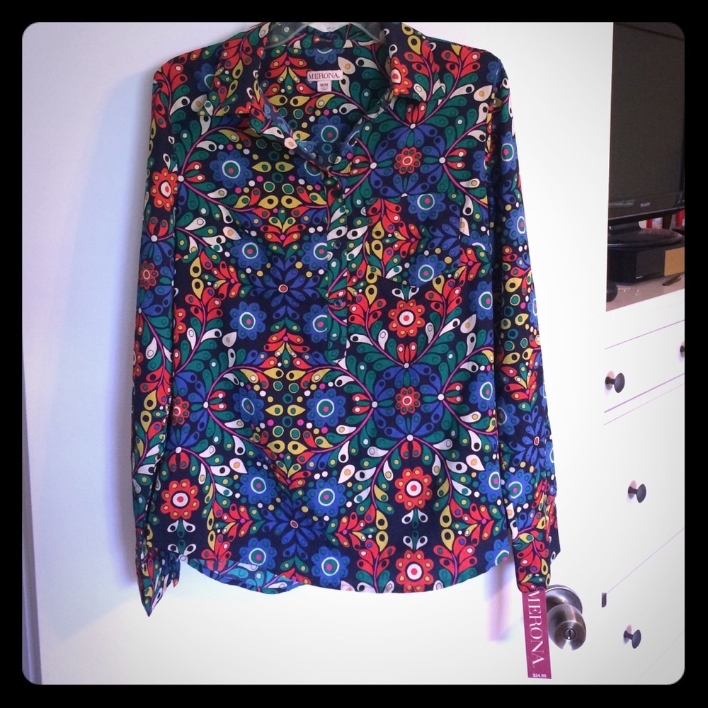 Large paisley print long sleeve shirt