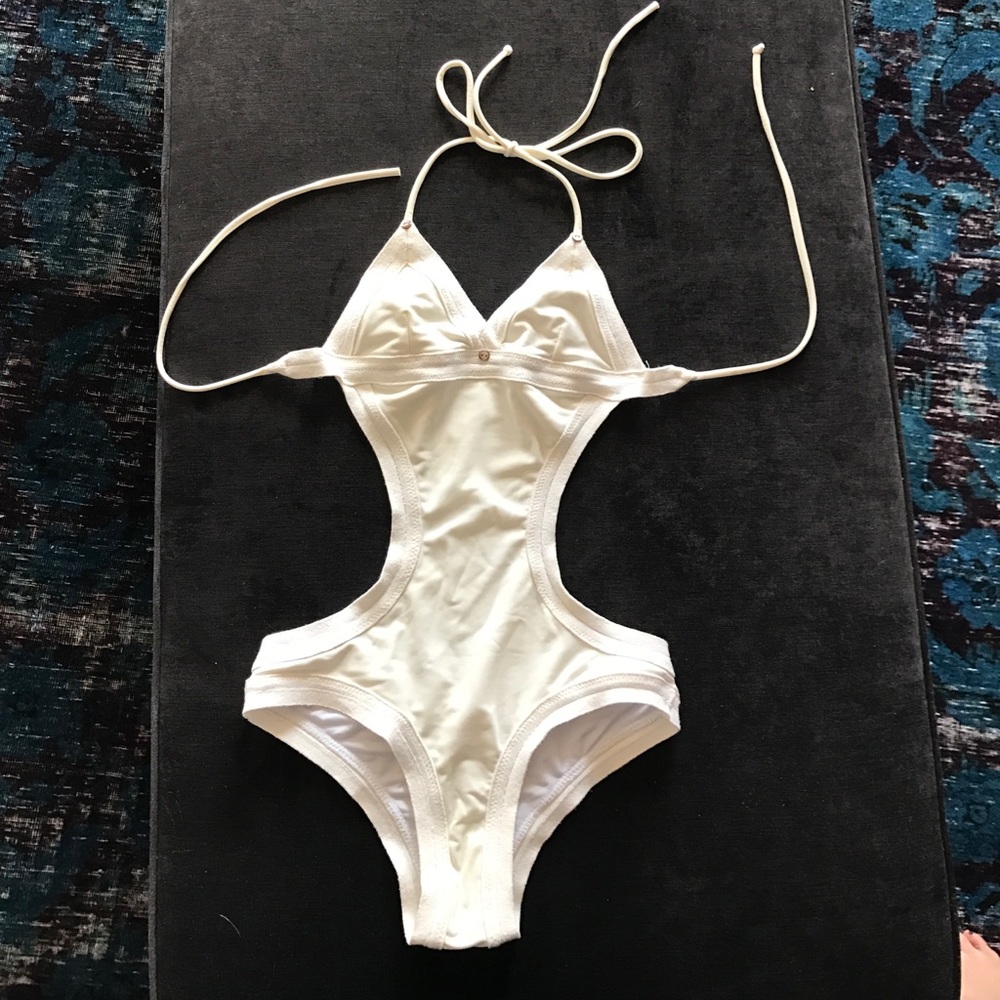 White One piece bathing suite, open back. Size 2