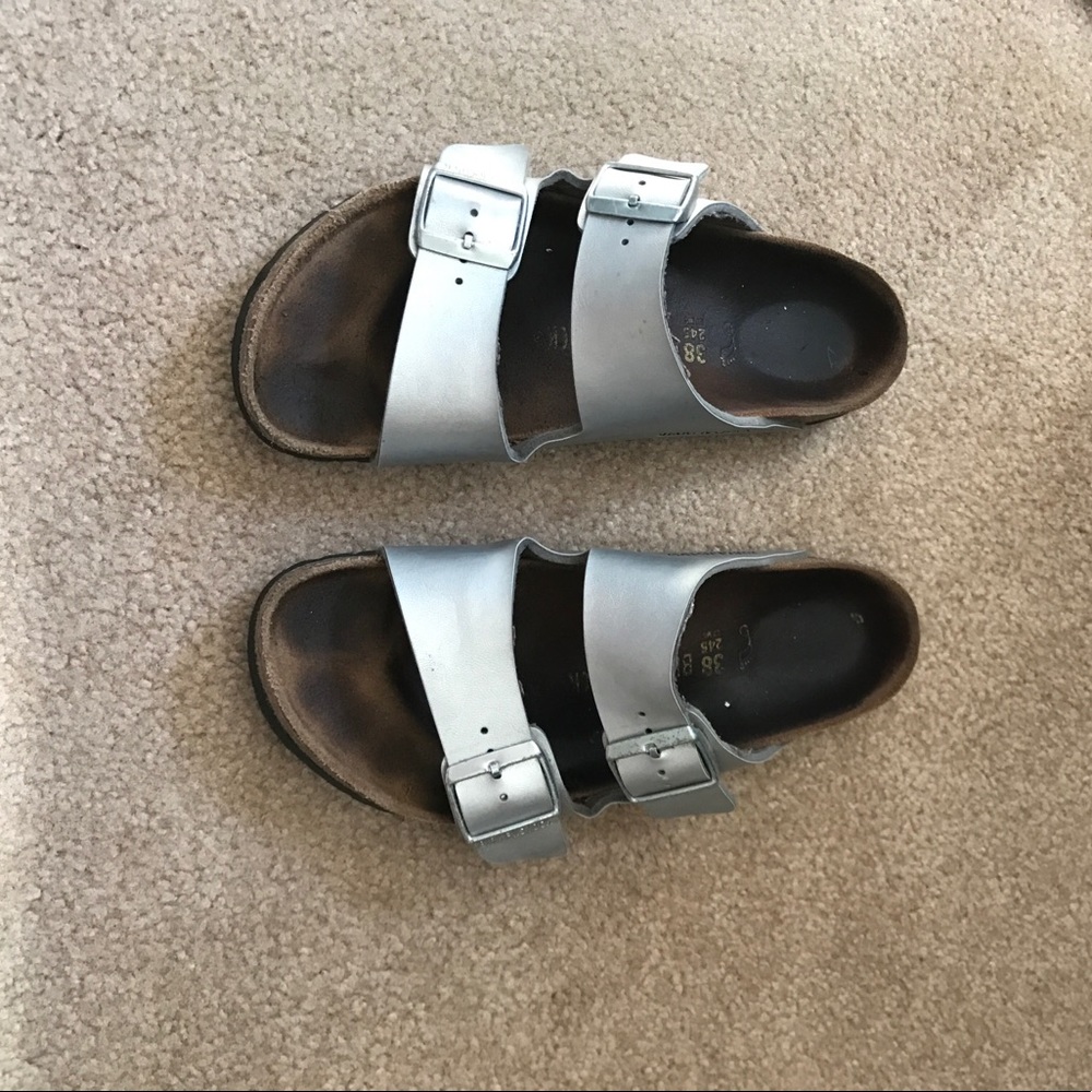 Silver birkenstocks