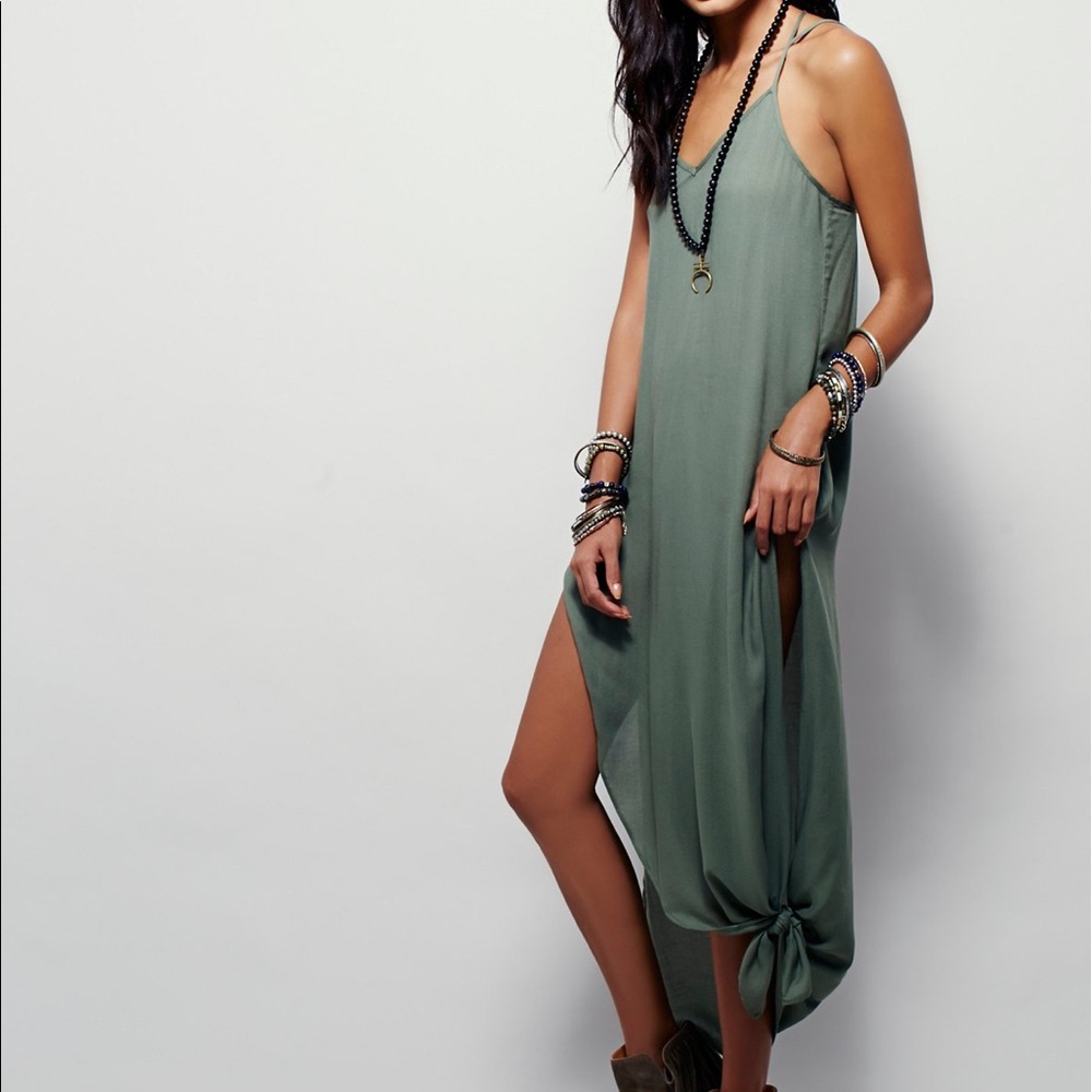 NWT Free people Knotted Tie up maxi Slip dress