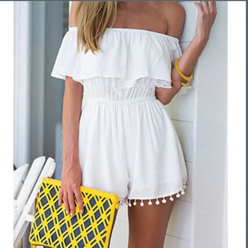 White off the shoulder romper