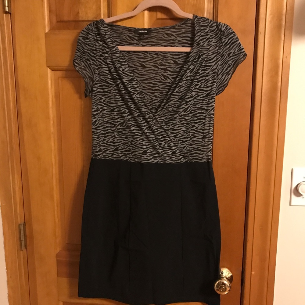 Express stretchy black and grey dress