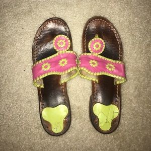 Pink and green jack Rogers
