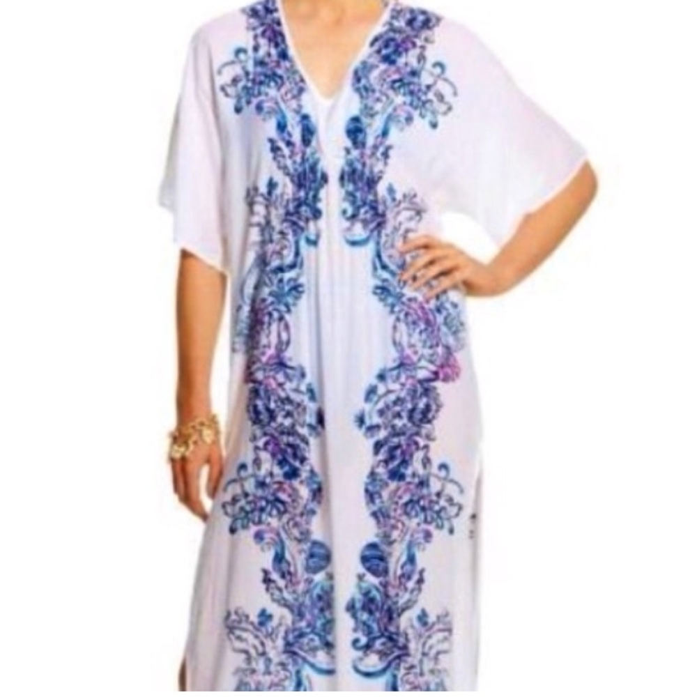 NWT Lilly Pulitzer Maxi Kaftan Wave Pool Size MED