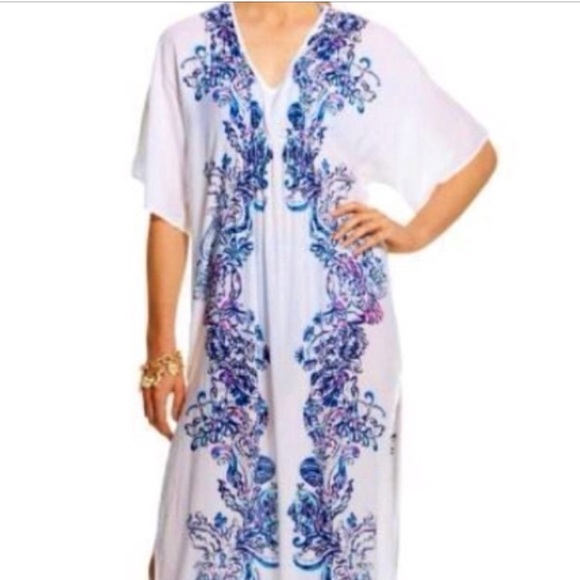 NWT Lilly Pulitzer Maxi Kaftan Wave Pool Size MED - Picture 3 of 3