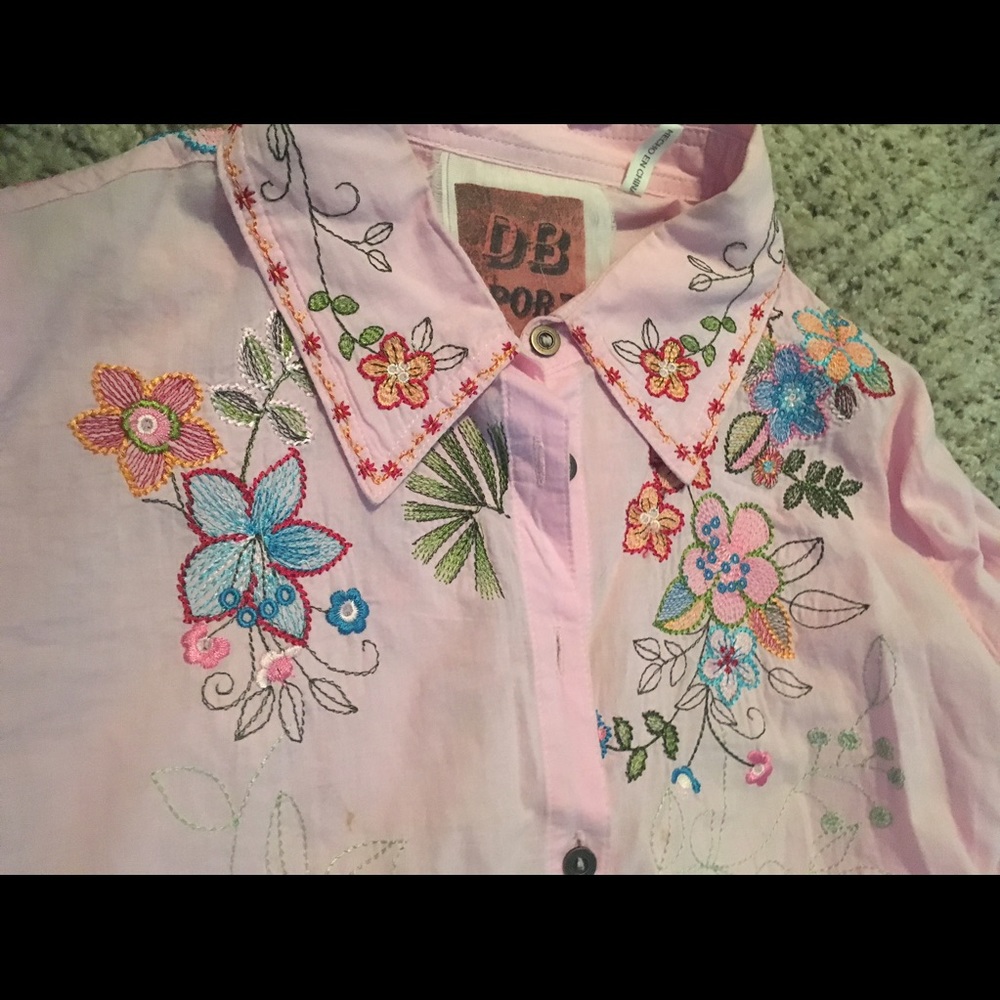 pink button up